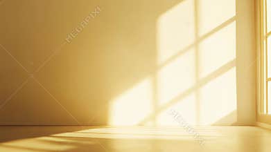 Sunny room wall with window light casting shadow