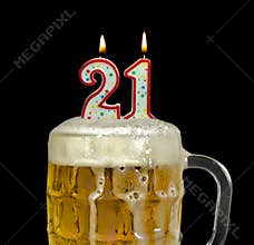 Candles for 21st birthday in beer
