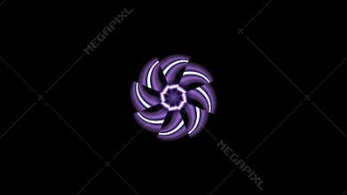 Abstract digital flower design with purple petals and glowing white edges on a black background illustration