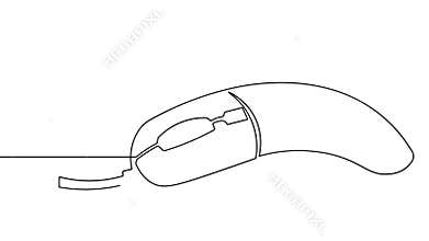 Animated pc mouse continuous line drawing minimal technology loop