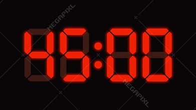 Digital clock countdown from sixty to zero - full HD LED display - orange numbers