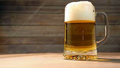 Pouring fresh beer in big glass