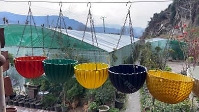 New Plastic Hanging Flower Pots in Nursery