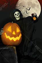 Halloween Ghoul and Jack-O-Lantern Selfie