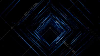 Dark blue square corridor formed by repeating rectangular frames with fast speed motion effect