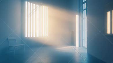 Minimalist room with chair and volumetric light