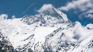 4k Timelapse view of Machapuchare (Fish Tail) mountain
