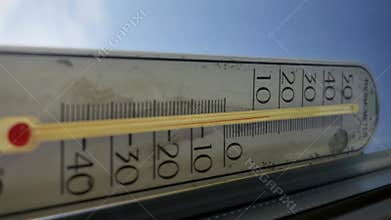 Outdoor Thermometer Rising During Extreme Summer Heatwave