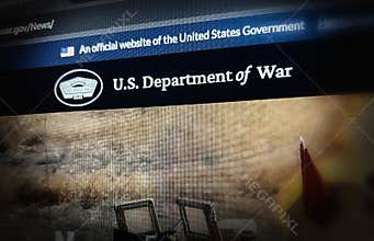 U.S. Department of War official website homepage screenshot illustrative editorial