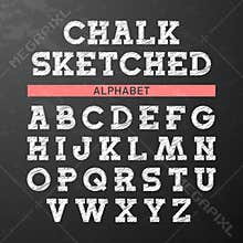 Chalk sketched font, alphabet