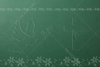 Dove and Cross on Green Background
