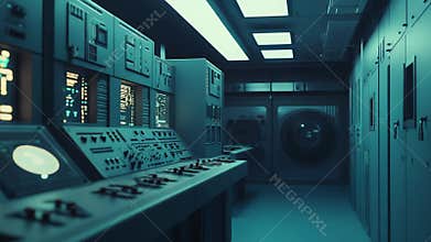 Futuristic server data center control room