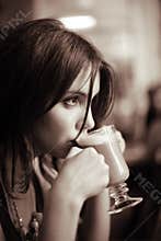 Girl drinking coffee