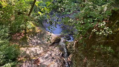 Top-down view of one of the cascading waterfalls \"Seven Beauties\", a picturesque natural complex of seven cascades