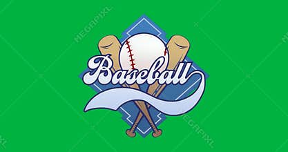 Opening transparent canvas revealing baseball emblem, glitch pulsing, fading into crisp logo