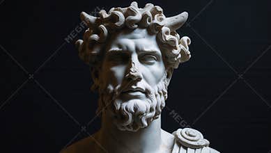 Close-Up of Ancient Classical Hero Marble Sculpture