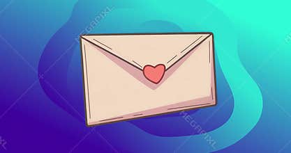 On start envelope floating on gradient rotating clockwise then anticlockwise looping conveying love