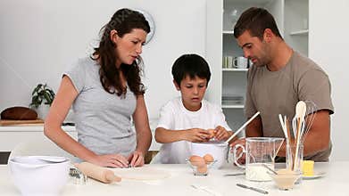 Family cooking together