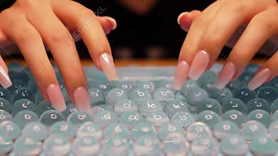 ASMR Typing with Long Nails on Water Beads