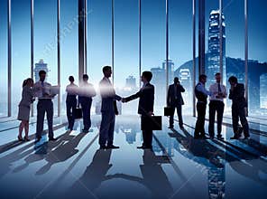 Business Handshake in Hong Kong Office