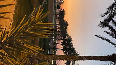 Sunset over the modern city of Doha, the capital