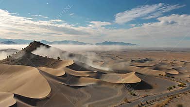 Panoramic view of desert nature, Generative AI