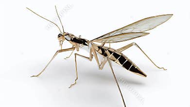 Elegant Golden Wasp 3D Render on White Background