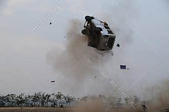 Police Car at Bomb blast Hyderabad India
