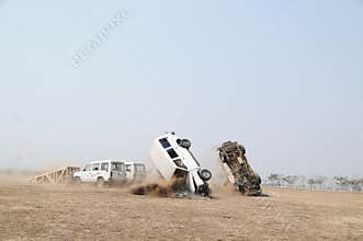 Police Car at Bomb blast Hyderabad India