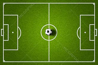 Soccer field and ball top view