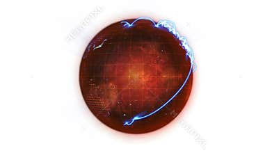 Animated orange planet globe with blue connections