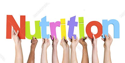 Group of Multiethnic Hands Holding Nutrition