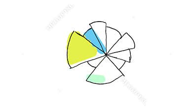 Animation of abstract colourful pie chart