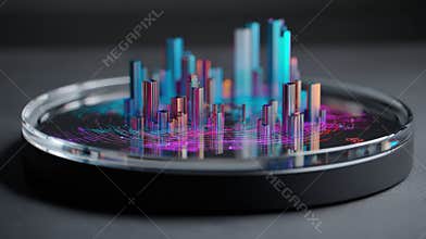 3D Sound Wave Visualizations Inspired by Music on a Sleek, Modern Podium in a Studio Environment