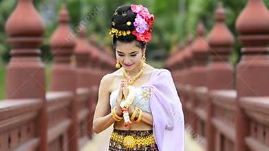 Thai Woman In Traditional Costume Of Thailand