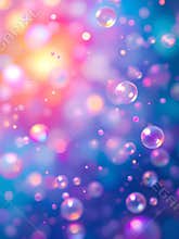 Vibrant Colorful Bubbles Background Abstract Bokeh Effect Design Element for Celebration and Joyful