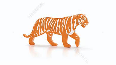 Orange Tiger Walking, 3D Render Illustration