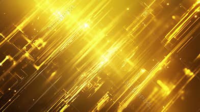 Golden Background With Glowing Lines and Geometric Shapes