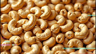 Roasted cashew nut closeup snack texture roasted golden crunchy appetizing food pile macro warm lighting soft natural color
