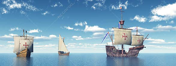 Santa Maria, Nina and Pinta of Christopher Columbus
