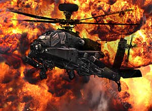 Apache gunship helicopter explosion