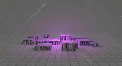 Abstract Geometric Shapes Illuminated by Purple Light