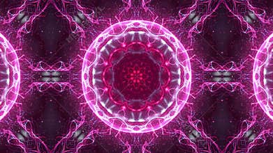 Mesmerizing abstract kaleidoscopic digital art pattern with a vibrant pink color