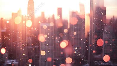 City Buildings at Sunset With Bokeh Effect