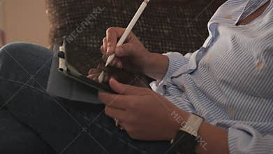 Click Of Pen On Clipboard As Person Writes Notes In Casual Office Setting