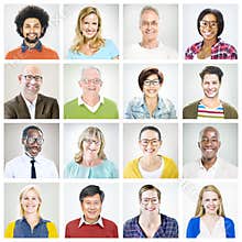 Portraits of Multiethnic Diverse Colourful People