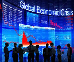 Silhouette Business People with Global Economic Crisis