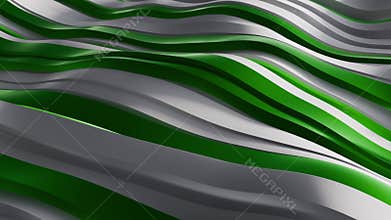 Seamless loop background with abstract flowing green and white waves forming a smooth layered surface
