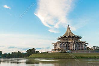 Sarawak State Legislative Assembly(Dewan Undangan Negeri) with blue sky