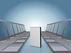 Laptop corridor with DVD software case